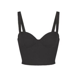 Skims Cotton Rib Picot Cropped Cami Soot Size Medium